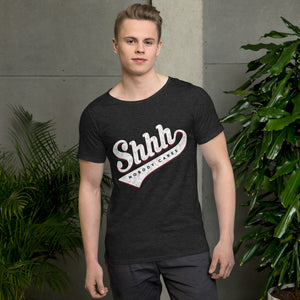 Shhh, Nobody Cares Raw Neck Tee